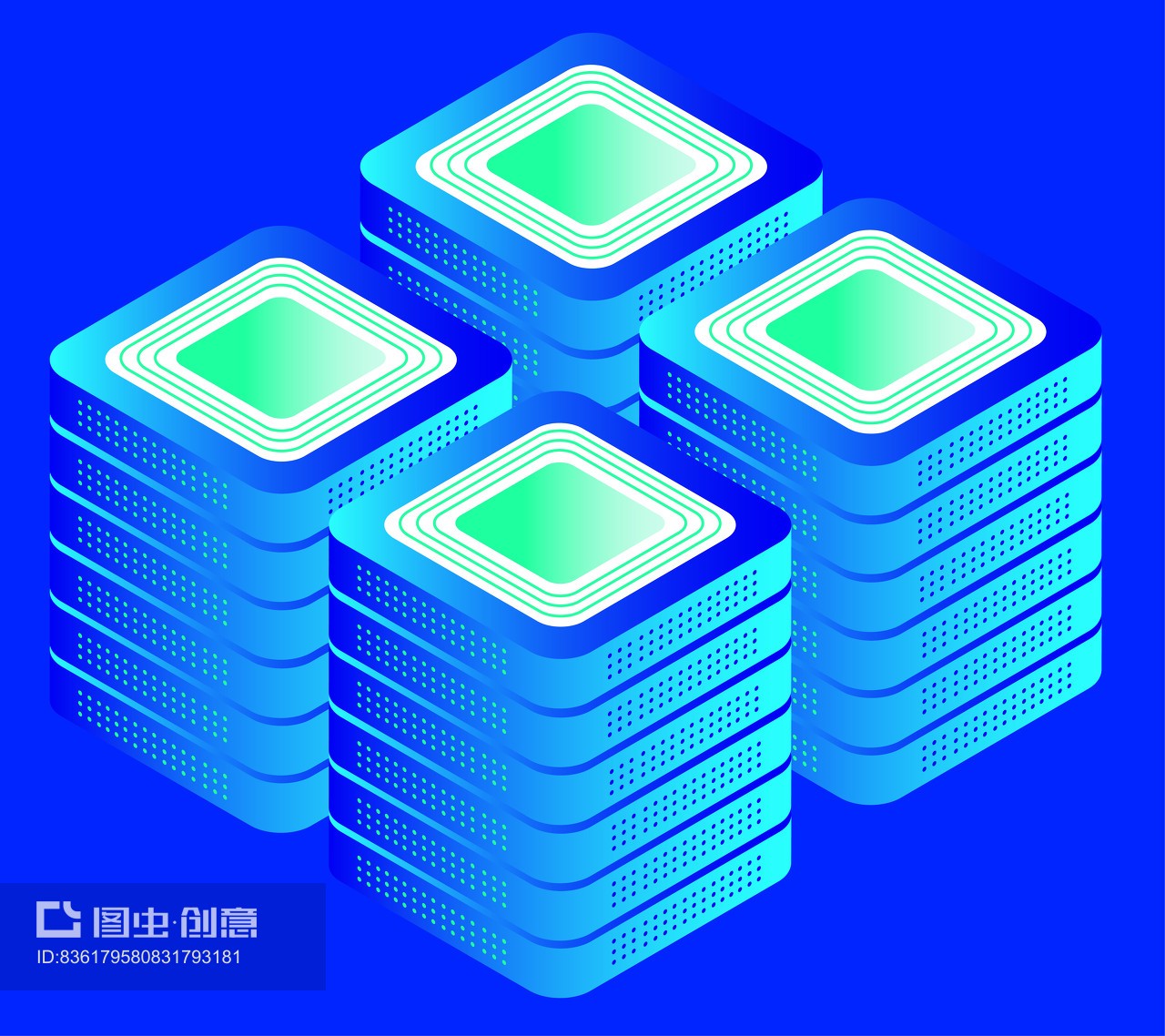 科技環保凈化器服務器陣列插畫素材
